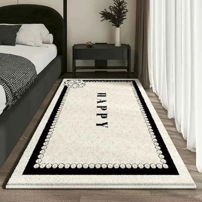 VIKAMA French Short Plush Bedside Rug Light Luxury High Sense of Waterproof Floor Cushion Bedroom Living Room Carpet Home Decor