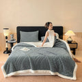 Lamb Fleece Warm Throw, Four Seasons Universal Use, Plush & Extra Cozy Bed Blanket, Portable Lap Cover for Office Naps, Multi-scene Bedding for Sofa & Workplace, Fully Machine Washable