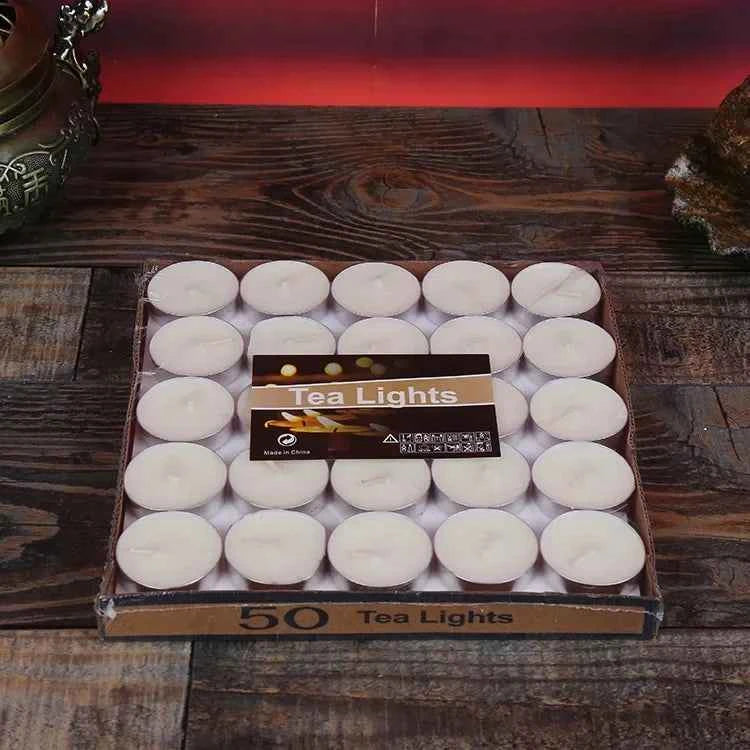 50 pieces of Round paraffin wax candle romantic layout smokeless wedding lover proposal confession smokeless tea wax