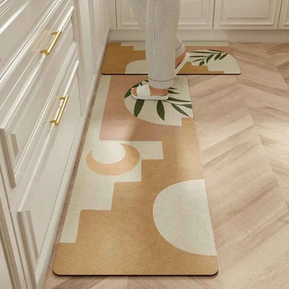Carpet for Kitchen Waterproof Floor Mat Beige Carpets Pvc Leather Non-slip Oil-proof Long Foot Mats Home Decoration Rug Balcony