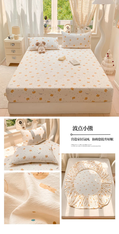Green Floral Fitted Bed Sheet | Single, Queen, King