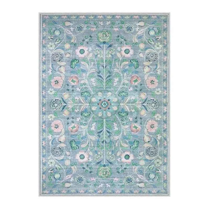 Living Room Carpet Non-slip Soft Machine Washable Floor Mat Bohemian Pink Floral Rug Bedroom Home Decoration Mats Washable Rugs