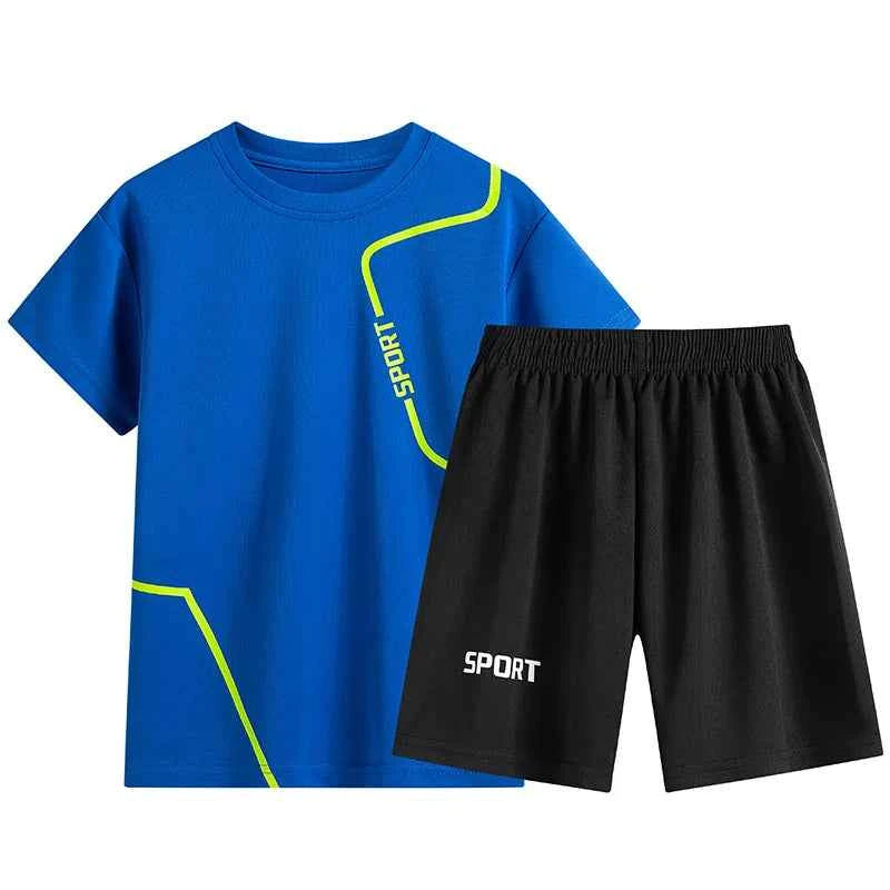 Dubbped Kids Running Clothes Sets Boys Football Jersey Short Sleeve Children Sports Training Uniforms Soccer Jerseys 2-piece Set