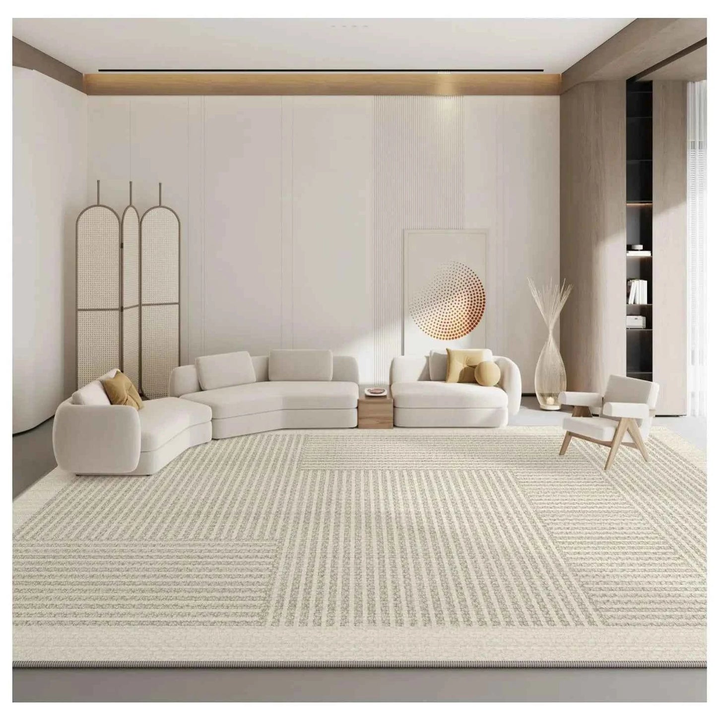 VIKAMA Simple Cream Wind Carpet Living Room Three Anti-Loop Pile Household Bedside Rug Bedroom Carpet Full Spread