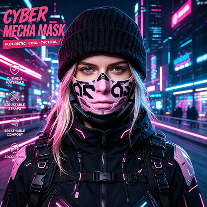 JAUPTO Cyberpunk Mecha Half Mask Breathable Tactical Cosplay for Halloween Rave Streetwear