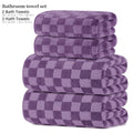 4-Piece Towel Set, 2 Bath Towels + 2 Hand Towels, Checkerboard Pattern