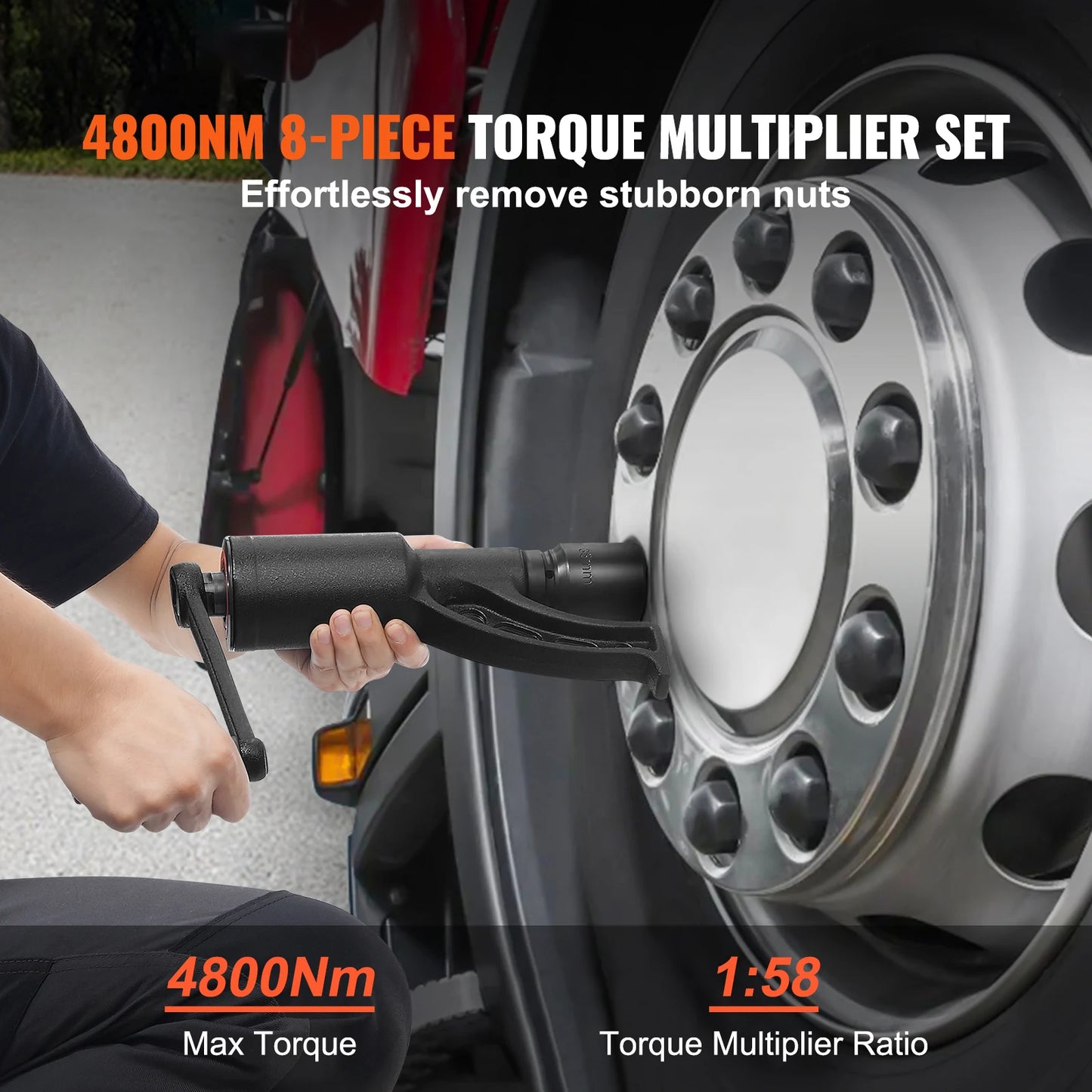Torque Wrench Set 4/8 Sockets Multiplier Drive Lug Nut Wrench Heavy Duty Torque Multiplier with Case