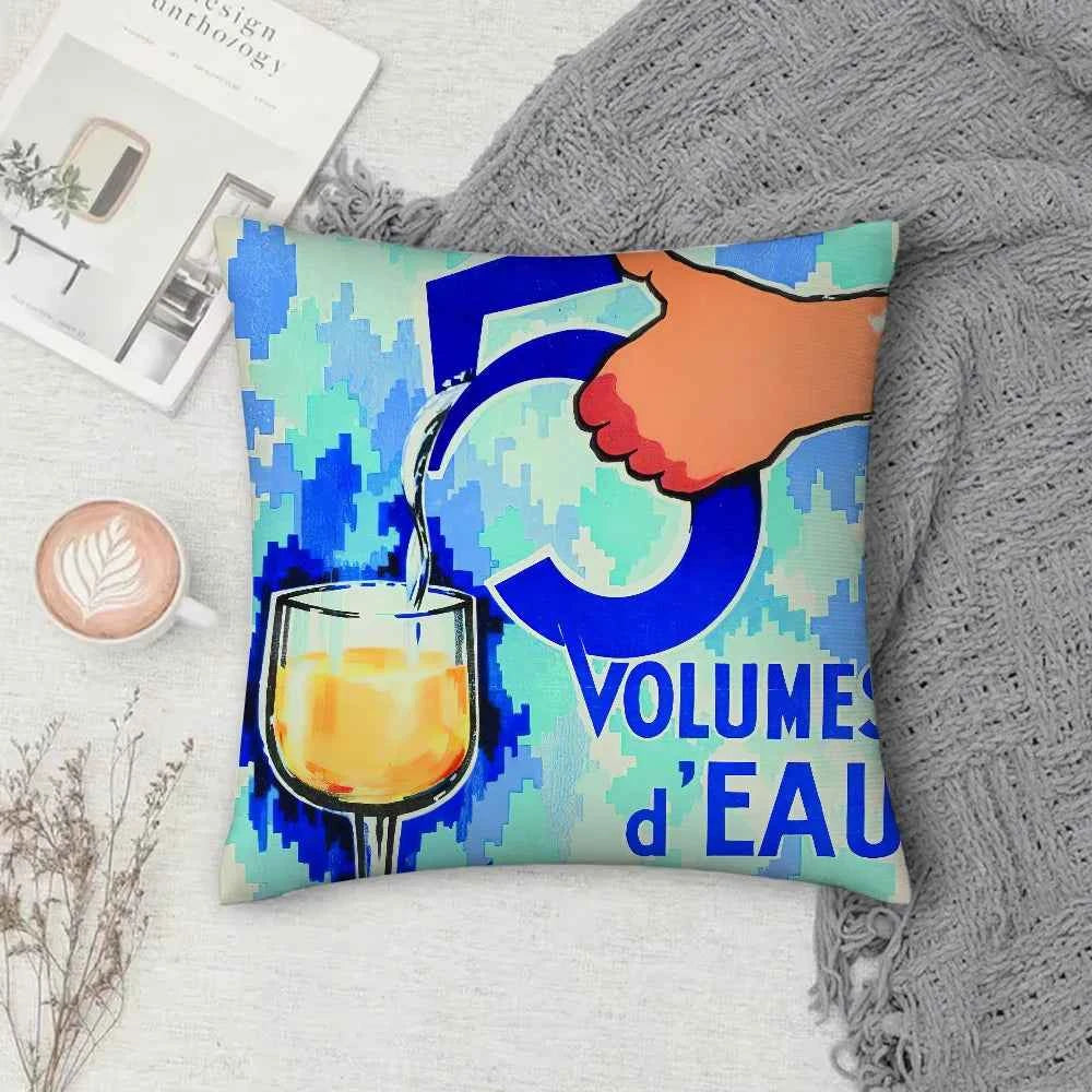 Ricard Beer Pillow Case Square Double-Sided Printing Short Plush Sofa Cushion Cover Bedroom Bedside Pillow