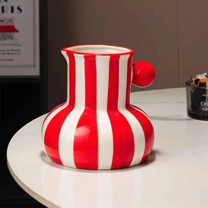 Modern Minimalist Striped Vase Creative Retro Painted Ceramic Vase for Home Decor