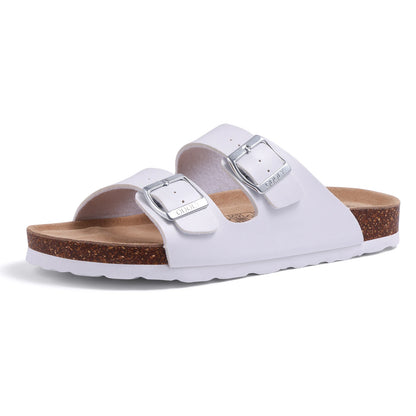 SmilePoP Fashion Men Cork Sandals Summer Men Beach Sandals With Adjustable Buckle Outdoor Nonslip Men Flat Sandals Slip On Slide