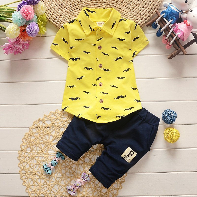 Printed Short-Sleeve Shirt & Shorts Suit for Boys