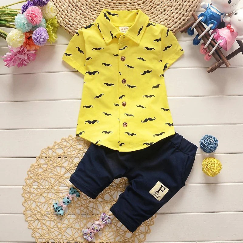 Printed Short-Sleeve Shirt & Shorts Suit for Boys