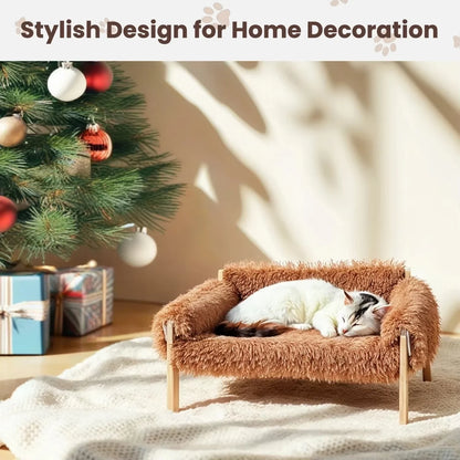Large Cat Sofa Bed, Raised Design with Wooden Legs