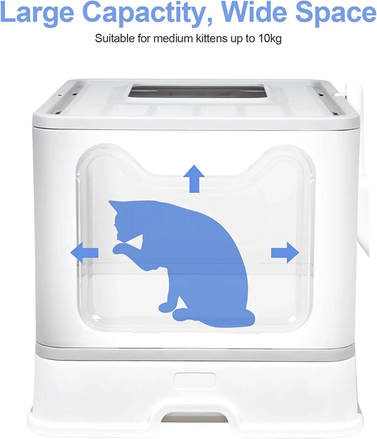 Front Entry Top Exit Cat Litter Box — Foldable Hooded Kitty Toilet with Scoop & Drawer, Extra Large
