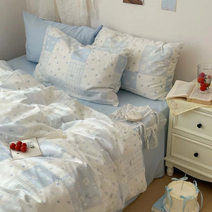 3-Piece Blue Duvet Cover Set with 2 Pillowcases