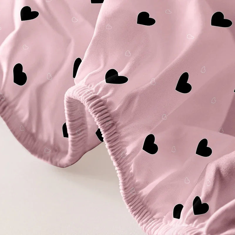 Modern Heart Geometry Matte Fitted Sheet