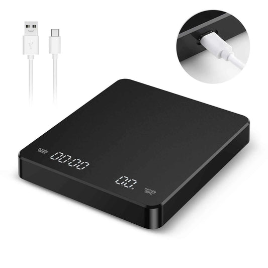 Coffee Scale with Positive and Negative Timer 3kg/0.1g High Precision Kitchen Digital Food Scale Matte Black Espresso Scale