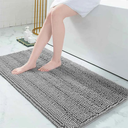 Olanly Chenille Bathroom Rug Non-Slip Bath Mat Soft Shower Bathroom Mat Floor Tub Fluffy Shag Bath Foot Rugs Microfiber Carpet