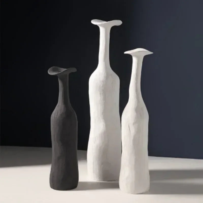 Vase Nordique en Céramique Fait à la Main Motif Texturé pour Vase de Fleurs de Luxe Moderne Décoration Élégante pour Salon Bureau