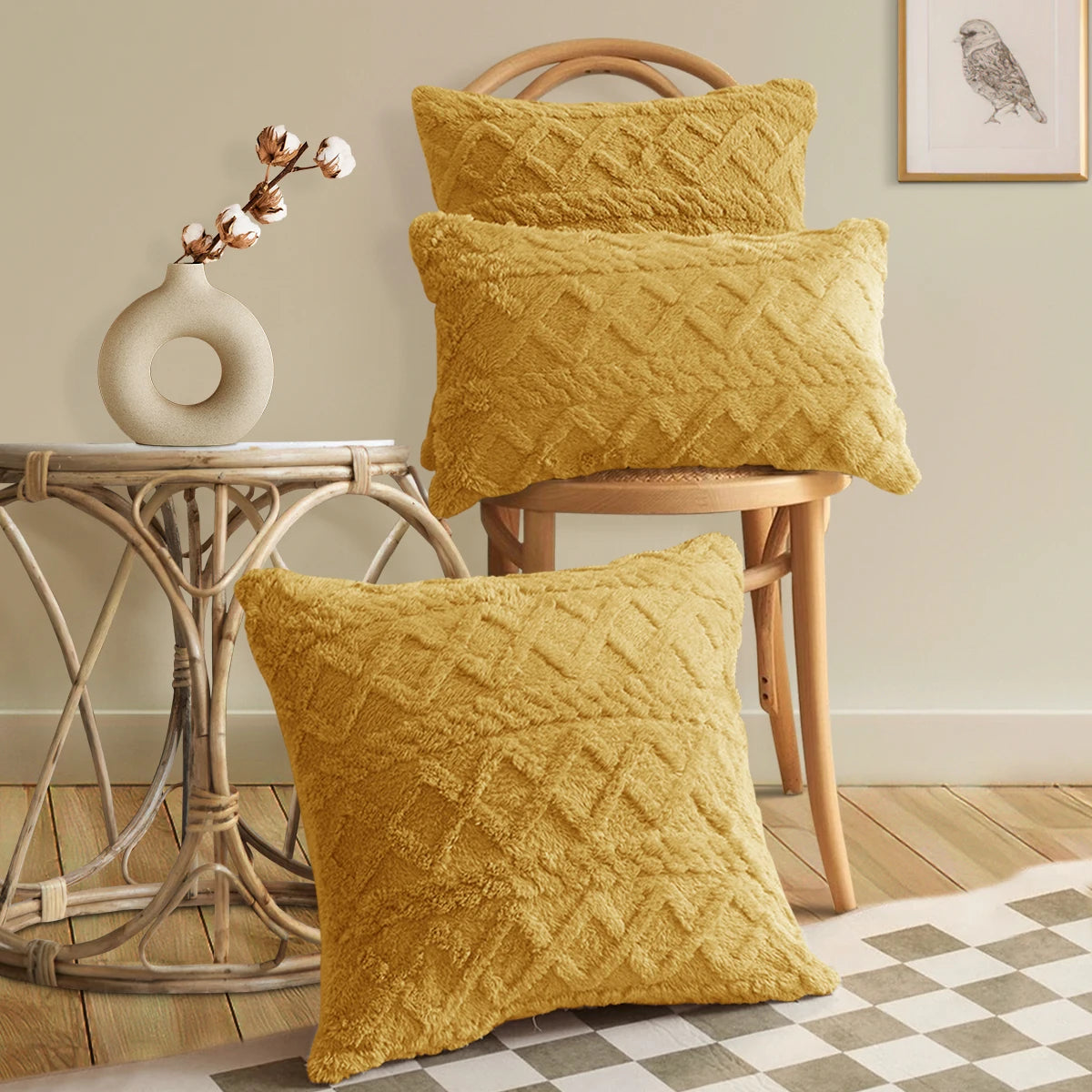 Double-Sided Jacquard Plush Cushion Cover