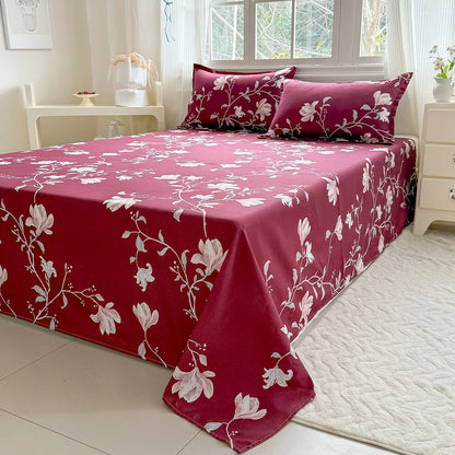 Floral Printed Flat Top Sheet | Single, Queen, King
