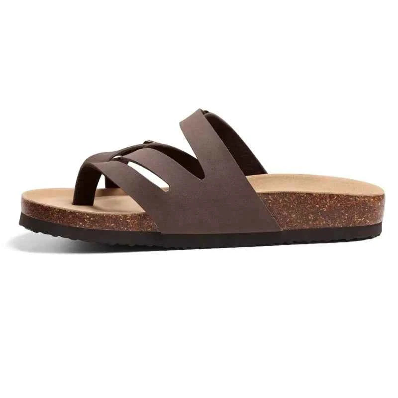 Crestar Women's Clogs Sandals Summer Slip On Slides Cork Footbed Sandals With Adjustable Buckle Lady Soft Casual Beach Slippers