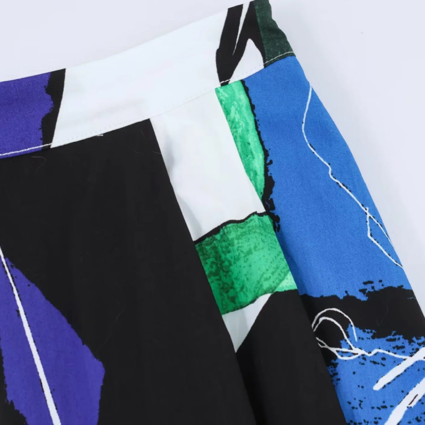 Women's Abstract Print Pleated Midi Skirt – High Waist Colorful Flowy Casual Summer Skirt