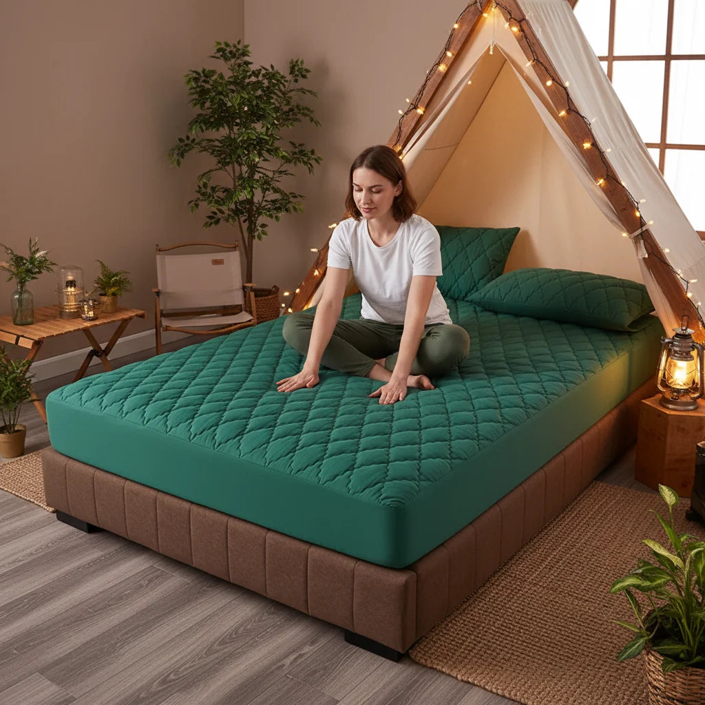 Quilted Wrinkle-Free King Fitted Sheet, Microfiber