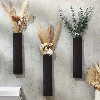 Rustic Wooden Wall-Mounted Vase, Wooden Wall Decor for Indoor Plants, Living Room Hanging Vases, Bathroom Wall Decor