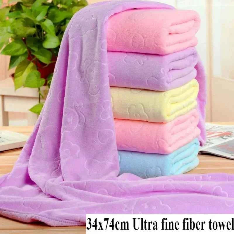 34x74cm Ultra Fine Fiber Embossed Teddy Bear Towel, Beach Towel, Absorbent and Soft Gift Towel Hand Towel  Face Towel Beach