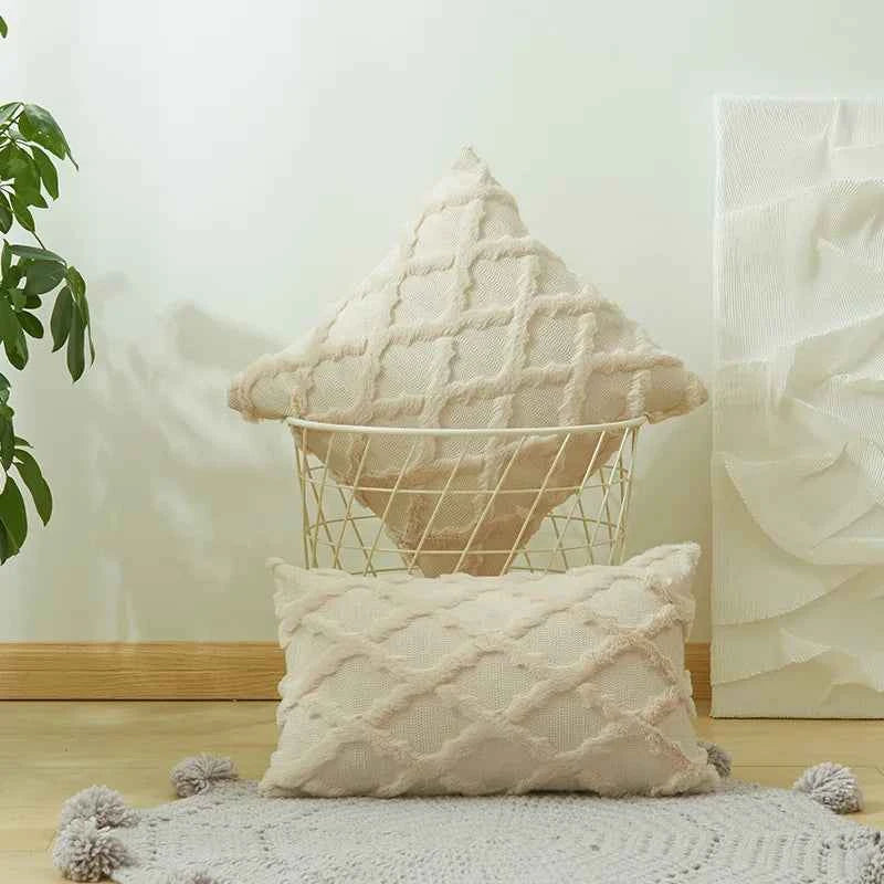 Soft Plush Wool Throw Pillow Covers Luxury Style Cushion Covers European Pillow Shell for Sofa Bedroom Cream Khaki Christmas
