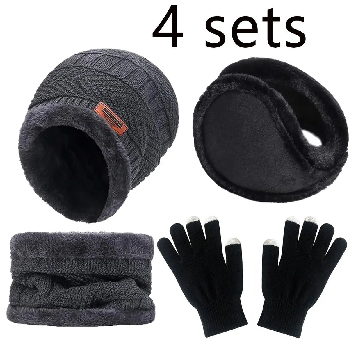 2/4pcs sets Winter Warm Velvet men Hat Scarf Gloves Set For men and women Girls Outdoor Riding Hat Beanies Neck Protection Scarf