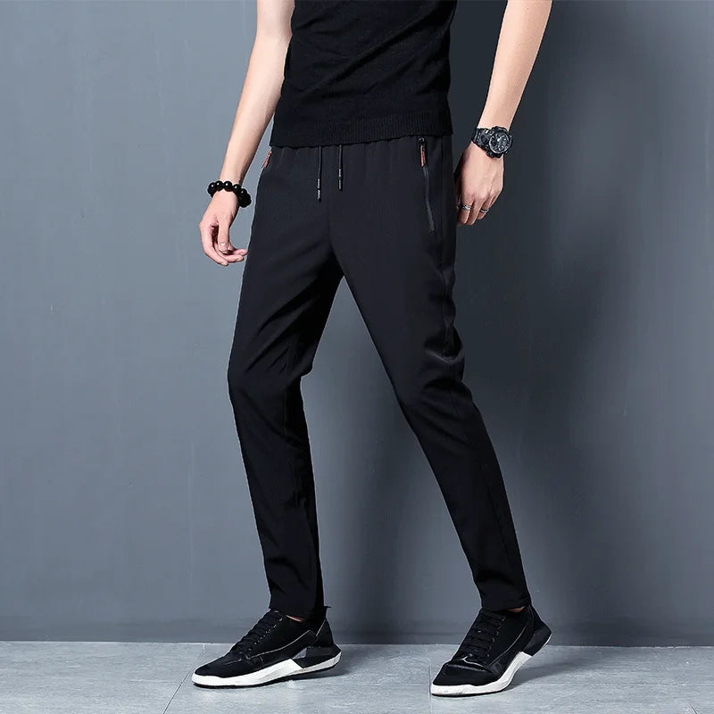 Men's Business Stretch Slim Fit Trousers — Elastic Waist Korean Classic Jogger Pants