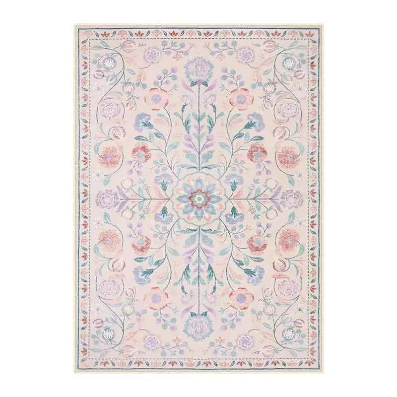 Living Room Carpet Non-slip Soft Machine Washable Floor Mat Bohemian Pink Floral Rug Bedroom Home Decoration Mats Washable Rugs