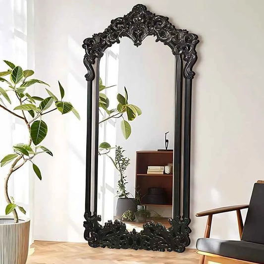 mid-century high-end whole body mirror large Wall mirror vintage carved design clothing store living room spiegel woonkamer