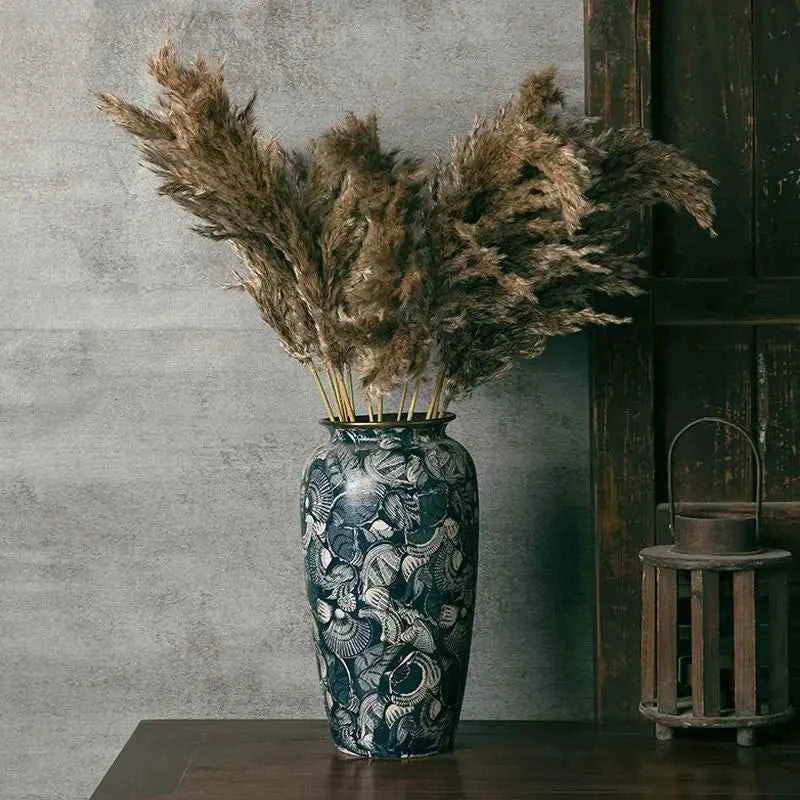 New Ceramic Vase, Flower Arrangement Pottery Jar, Hotel Homestay, Light Luxury Table Decoration, Retro Art Ornament