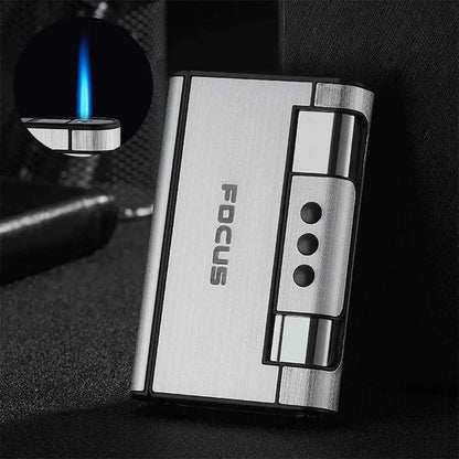 2 in 1 Automatic Cigarette Case with Lighter Compression Moisture Proof Inflatable Lighter Smoking Accessories Gadgets for Men