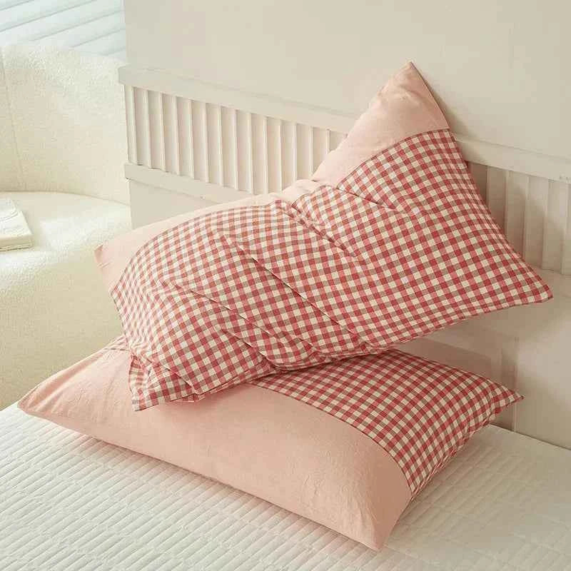Pillowcase Envelope Style Plaid Couples Plain Ins 48x74cm 100% Pure Cotton Home Textile Household Bedroom Throw Pillow Case