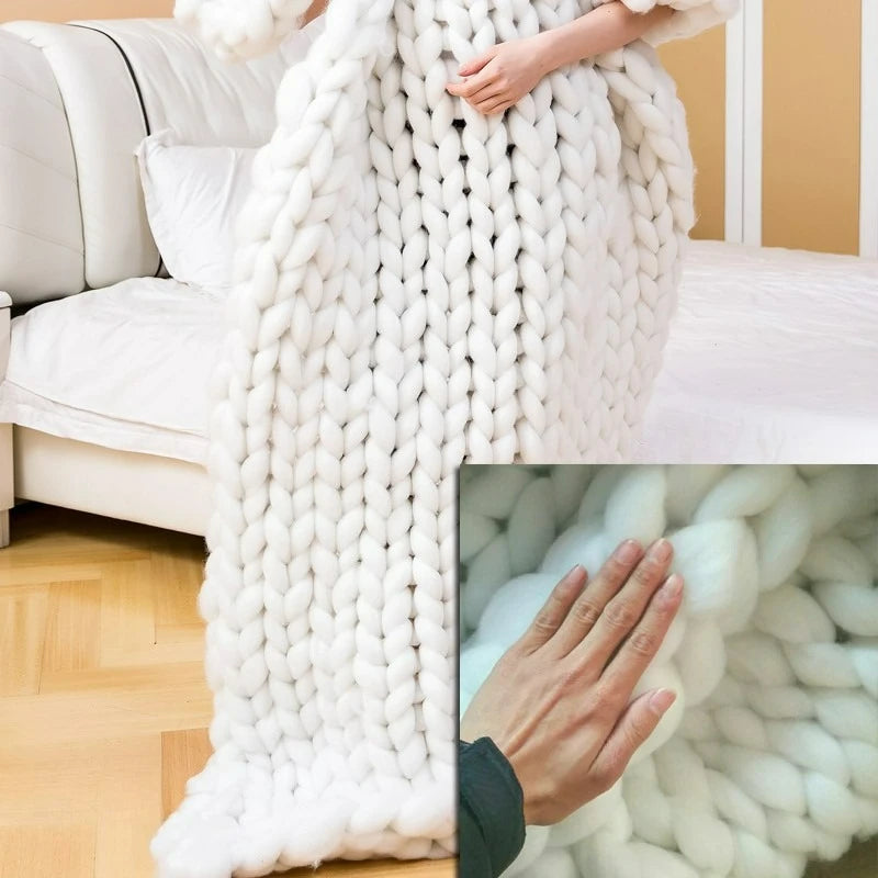 Comfortable Chunky Knit Blanket Fashion Knitted Blanket Winter Warm Sofa Bed Throw Blankets Hand-woven Home Gifts