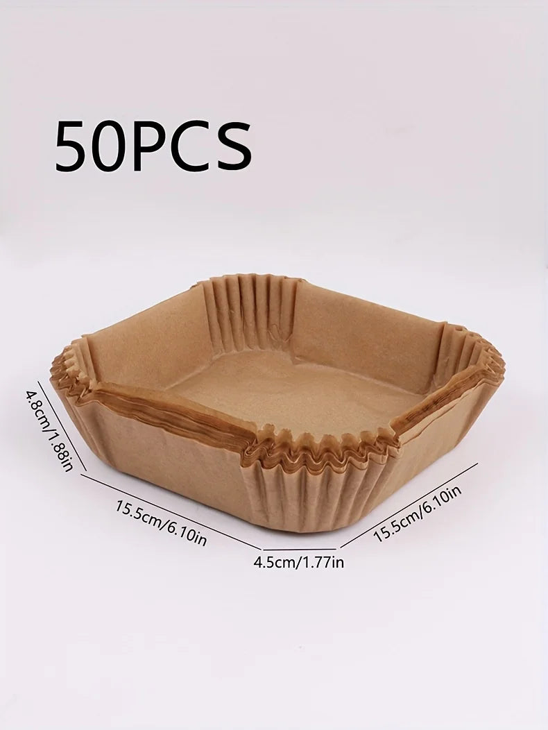 50-Pack Non-Stick Air Fryer Liners for Baking & Microwave Ovens