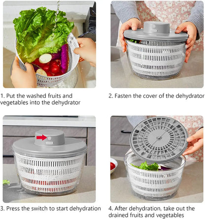 4L USB Rechargeable Electric Salad Spinner and Veggie Dryer