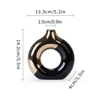 Ceramic Flower Vases For Living Room Luxury Nordic Plant Pot,Dinning Table Hotel Home Decoration,Wedding Festival Artwork Golden