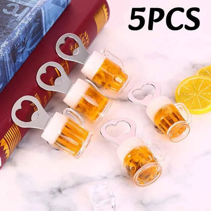 1-5PC Creative Beer Glass Shaped Soda Bottle Opener Magnetic Hanging Bottle Opener Fridge Magnets Funny Gift Home Kitchen Gadget