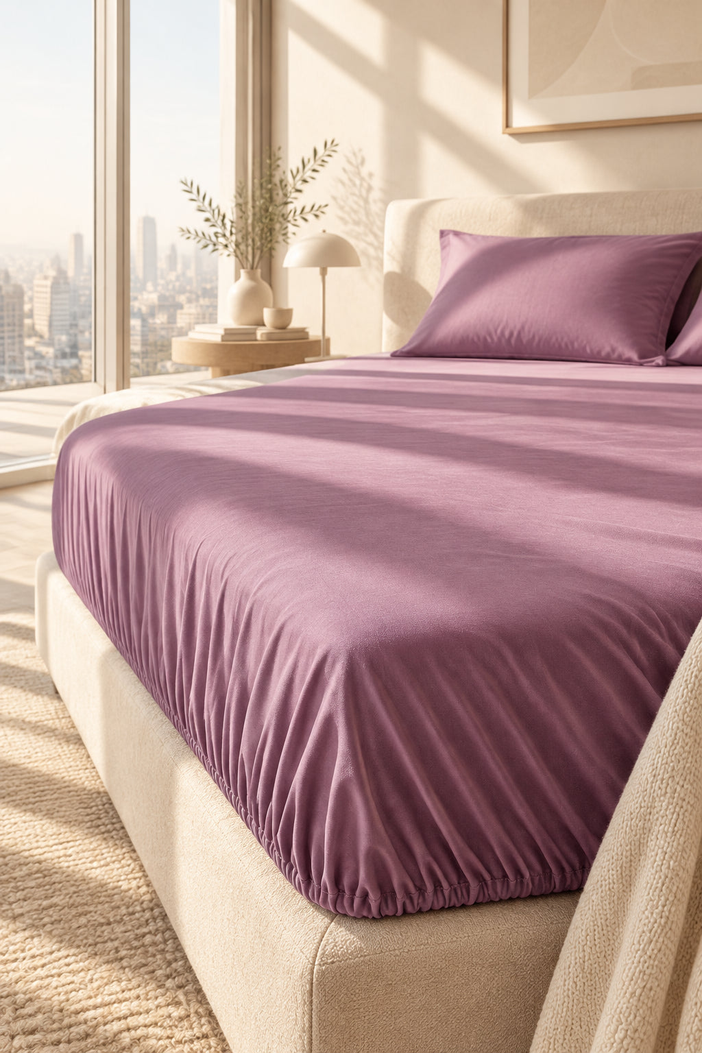 Cotton Fitted Bed Sheet with Elastic | Solid Colors