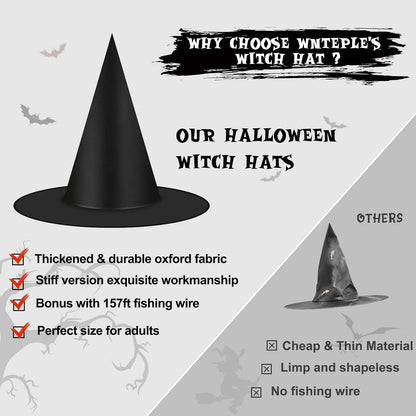12 Pcs Halloween Witch Hat Decorations Outdoor Indoor, Floating Witch Hats Hanging Witches Hats Bulk, Thickened Wizard Hats With