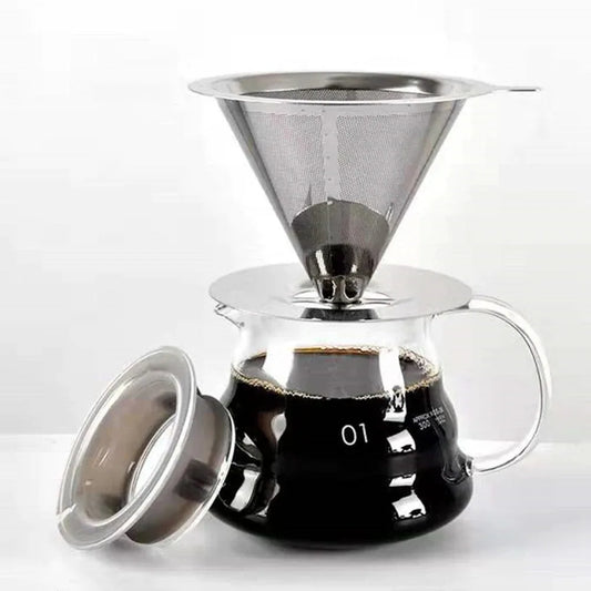 Filtre à café réutilisable en acier inoxydable | Passoire à thé double couche Outil de préparation du café