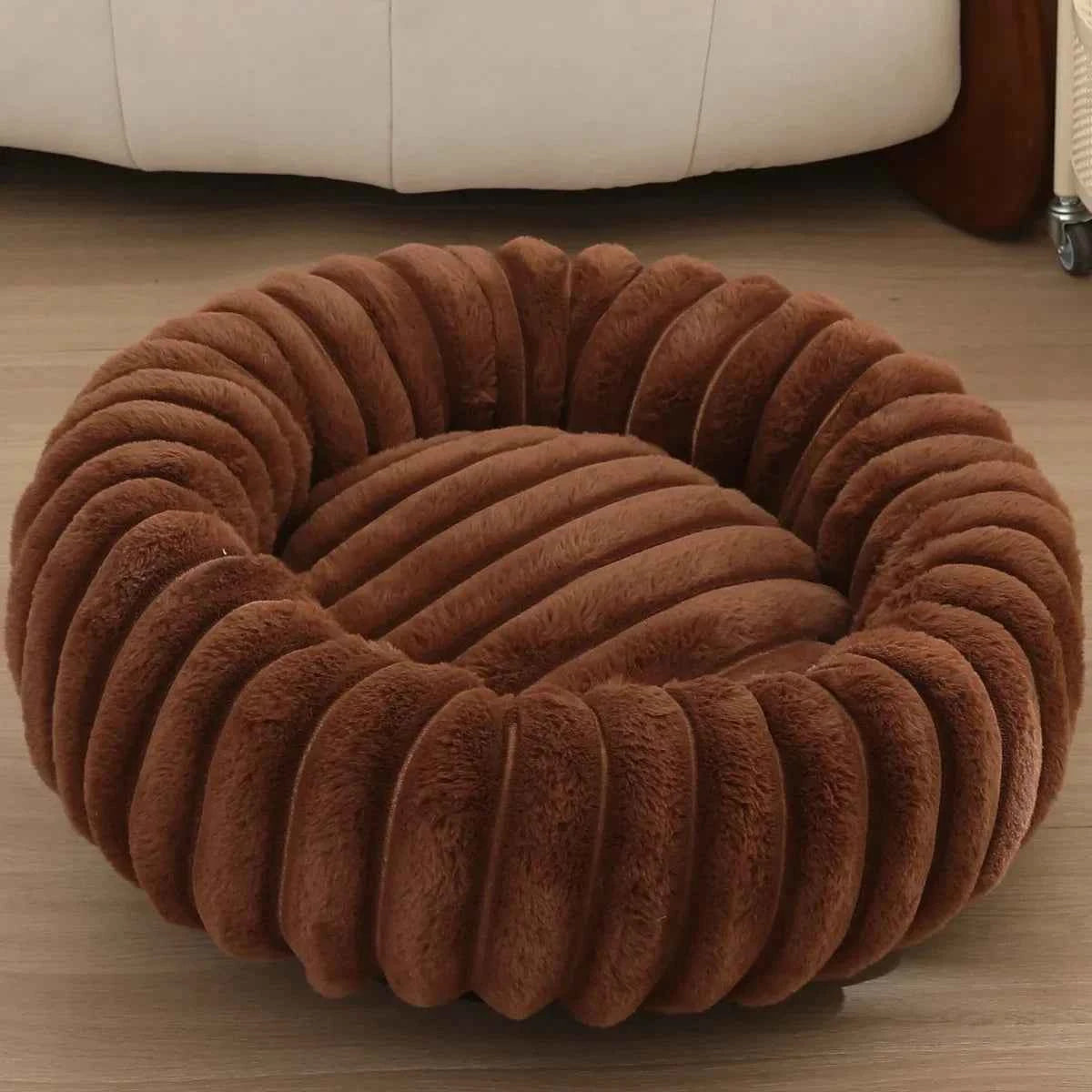 Round Bed for Dog Bed Mats Super Soft Cat Bed Long Plush for Medium Dog House Winter Warm Sleeping Dog House Supplies 40-70cm