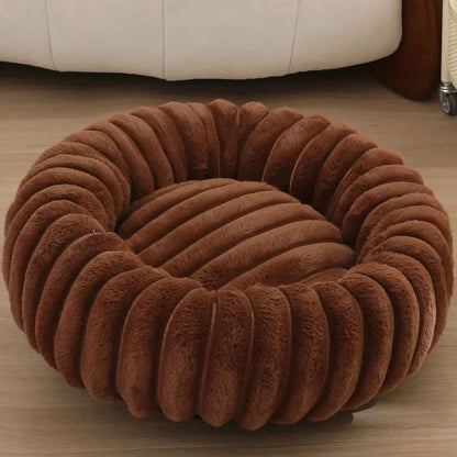 Round Bed for Dog Bed Mats Super Soft Cat Bed Long Plush for Medium Dog House Winter Warm Sleeping Dog House Supplies 40-70cm