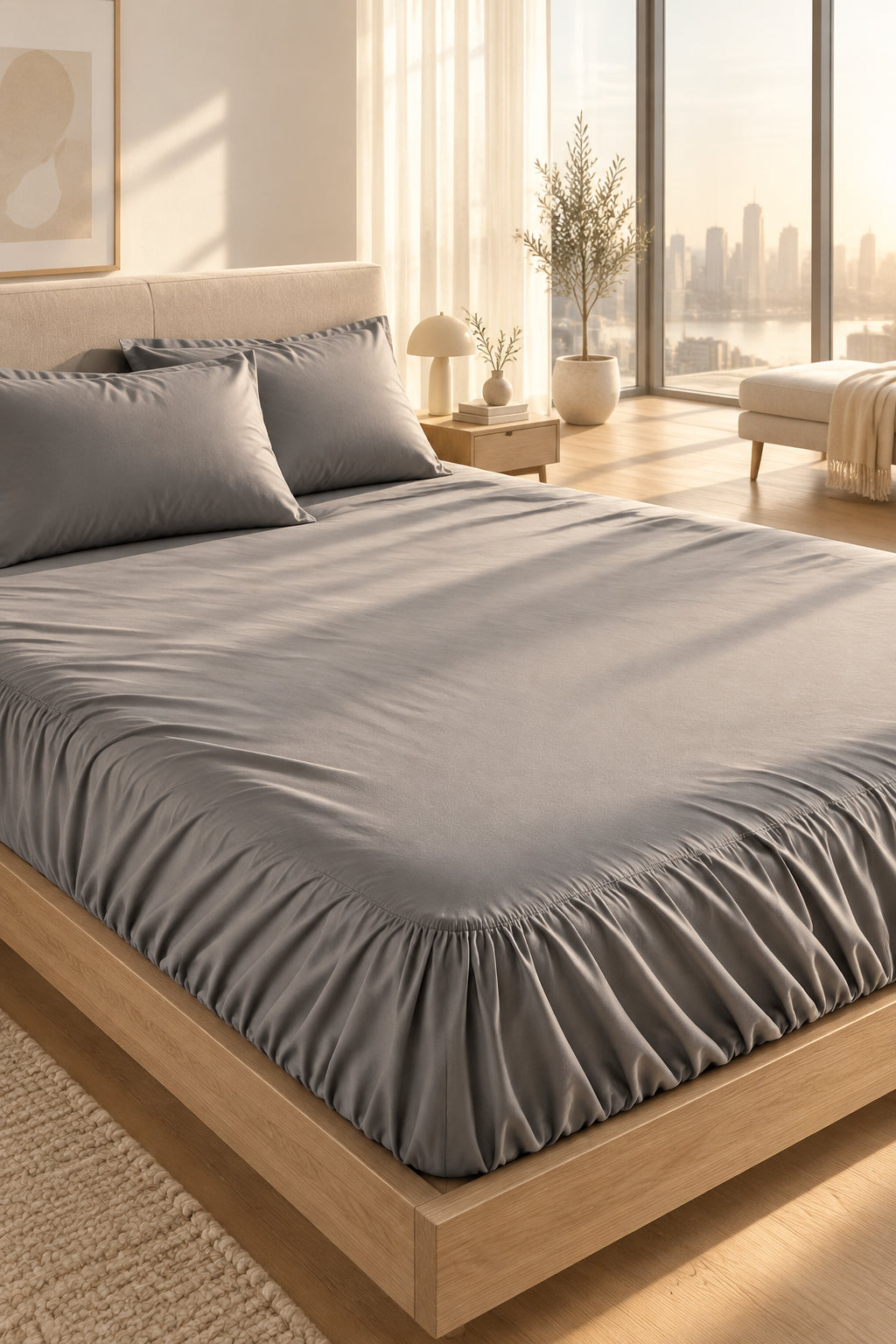 Cotton Fitted Bed Sheet with Elastic | Solid Colors