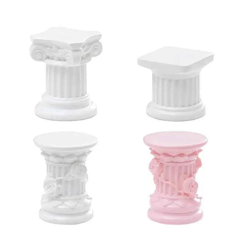 Charming Home Decor: Indoor Greek Column Roman Pillar Figurine & Candlestick Stand for Dining Room and Garden Scenery